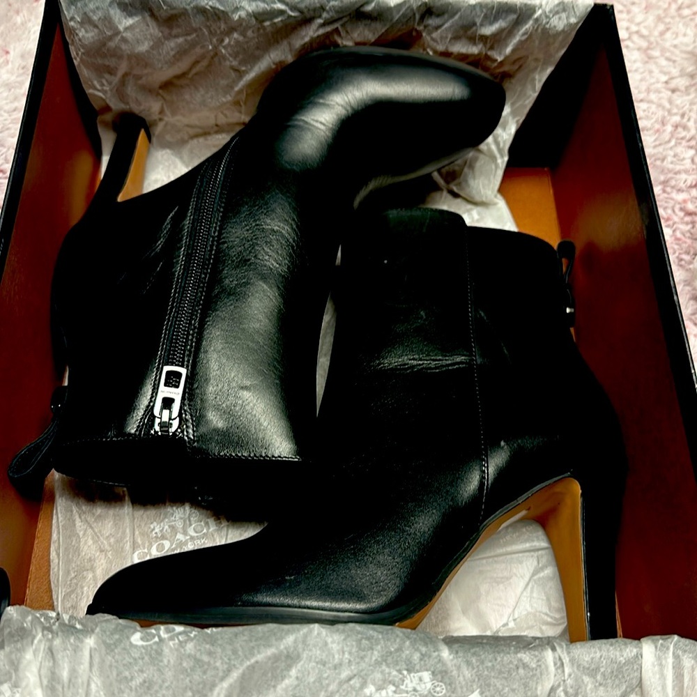BNIB Coach Jemma Soft Calf Leather Black booties.